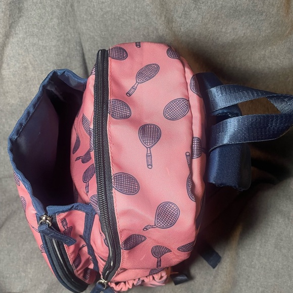 EUC Ame & LuLu LITTLE LOVE Tennis Racquet Backpack Pink/Nav 11’L x 4’W x 15.5’H. - Picture 4 of 10